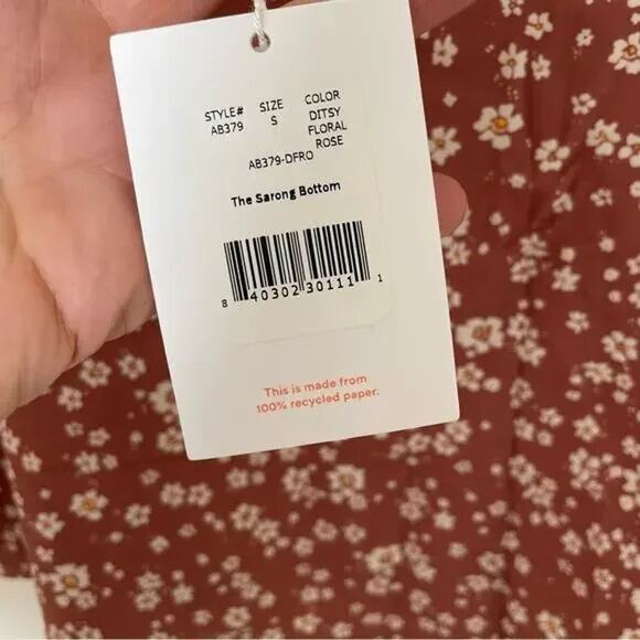 NWT Andie Ditsy Floral Rose Sarong Swim Cover Up Side Tie Bottom S Pink #3416 - Picture 7 of 15